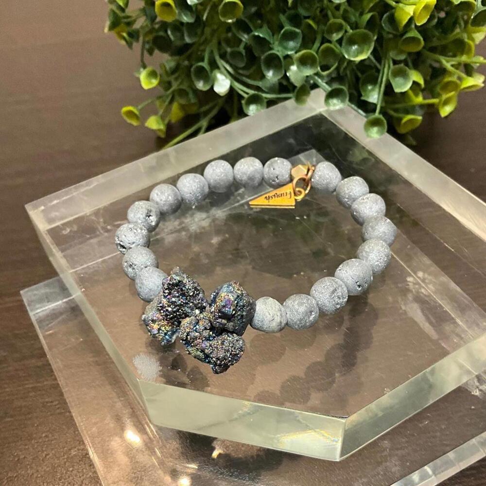 Erimish Rainbow Titanium Quartz Stretch Bracelet